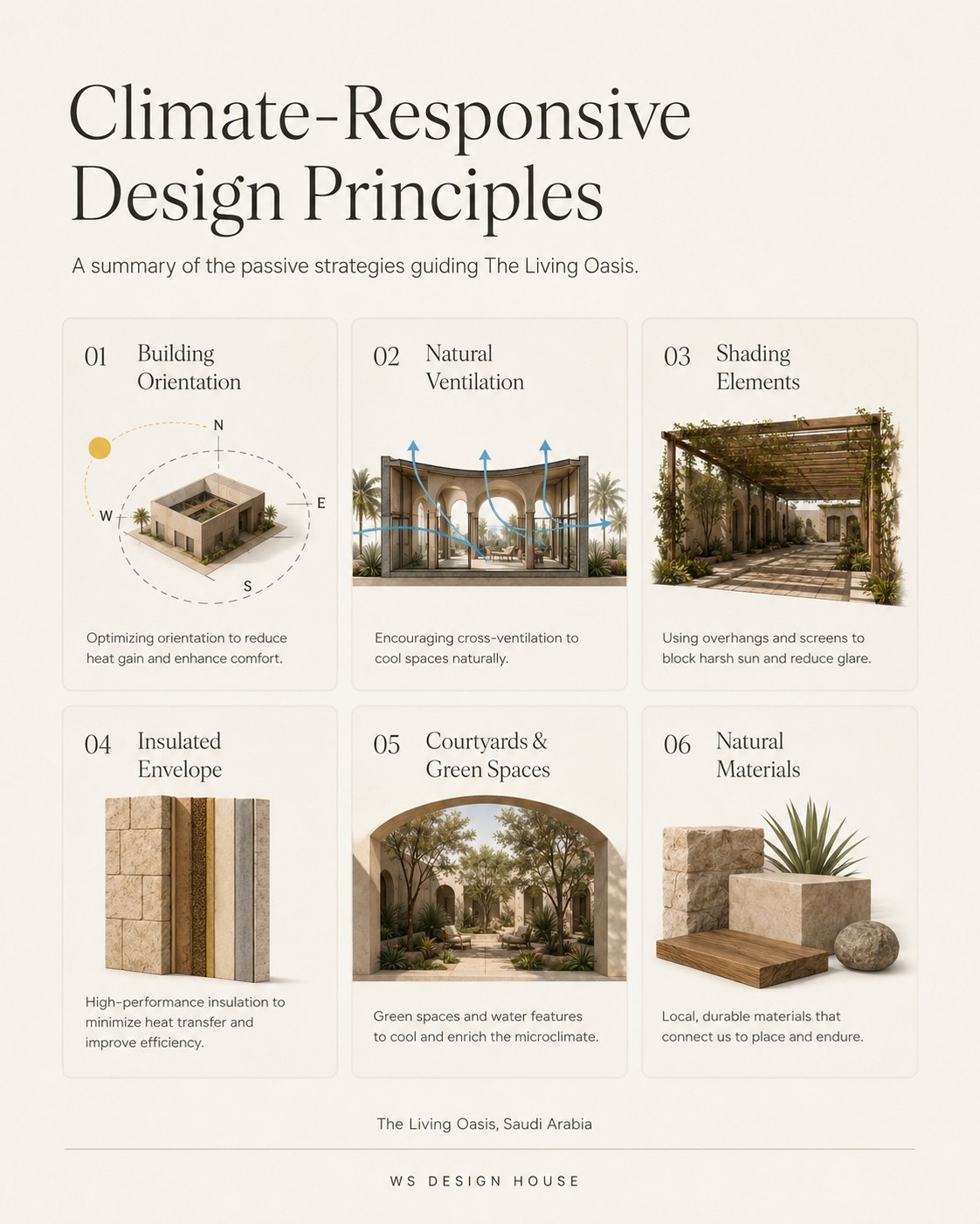 Six climate-responsive design principles guiding The Living Oasis